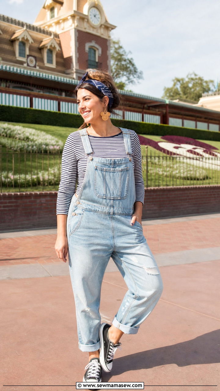 Denim Overalls and Tee Outfit - 40 What to wear in Disneyland