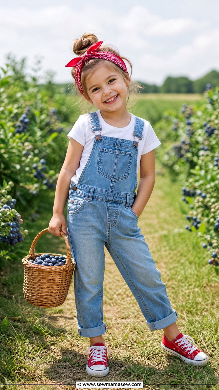 Denim Overalls with a Tee - 30 Summer outfits for little girls