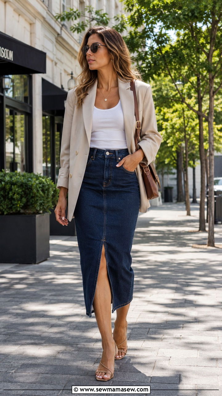 Denim Pencil Skirt Outfit - 30 classy pencil skirt outfits