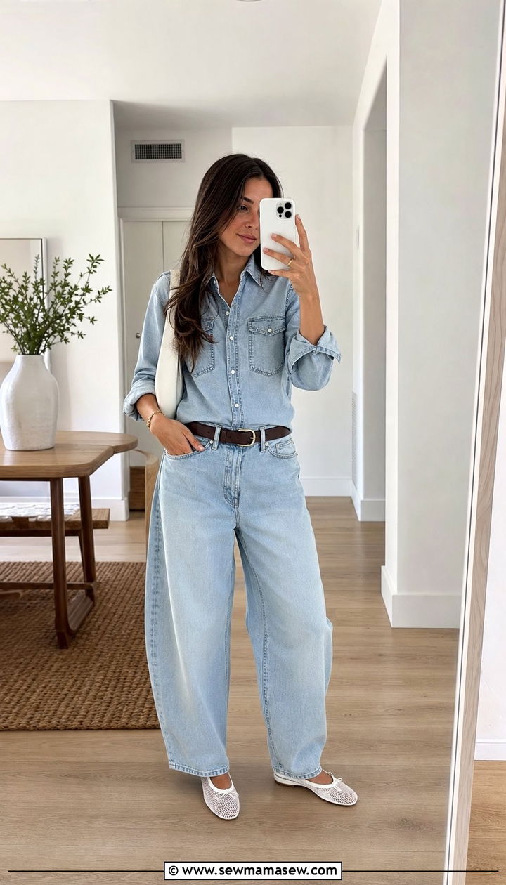 Denim Shirt and Jeans Outfit - 25 Early May outfit ideas