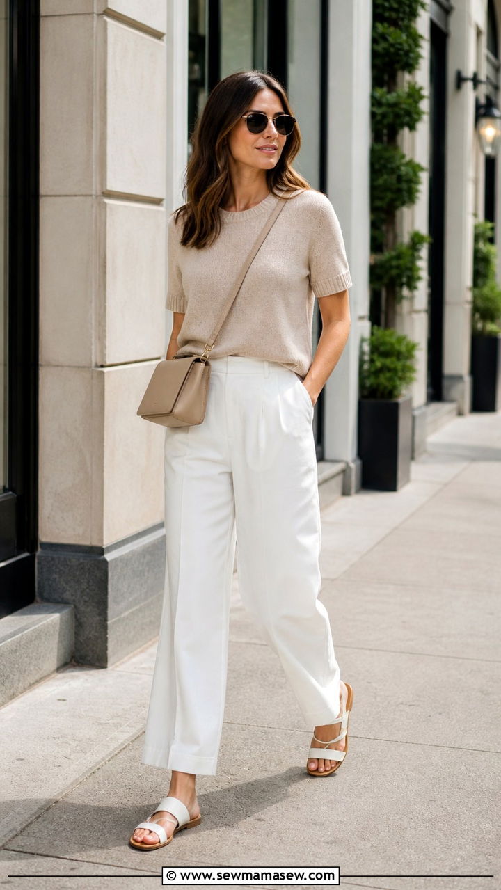 Denim Shorts and White Button Down Shirt - 40 summer minimalist outfits