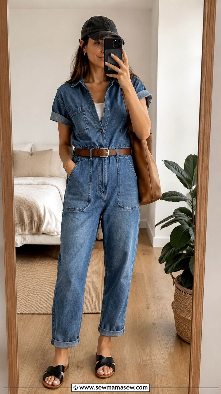 Denim Utility Jumpsuit Casual Outfit - 30 Utility jumpsuit outfit ideas