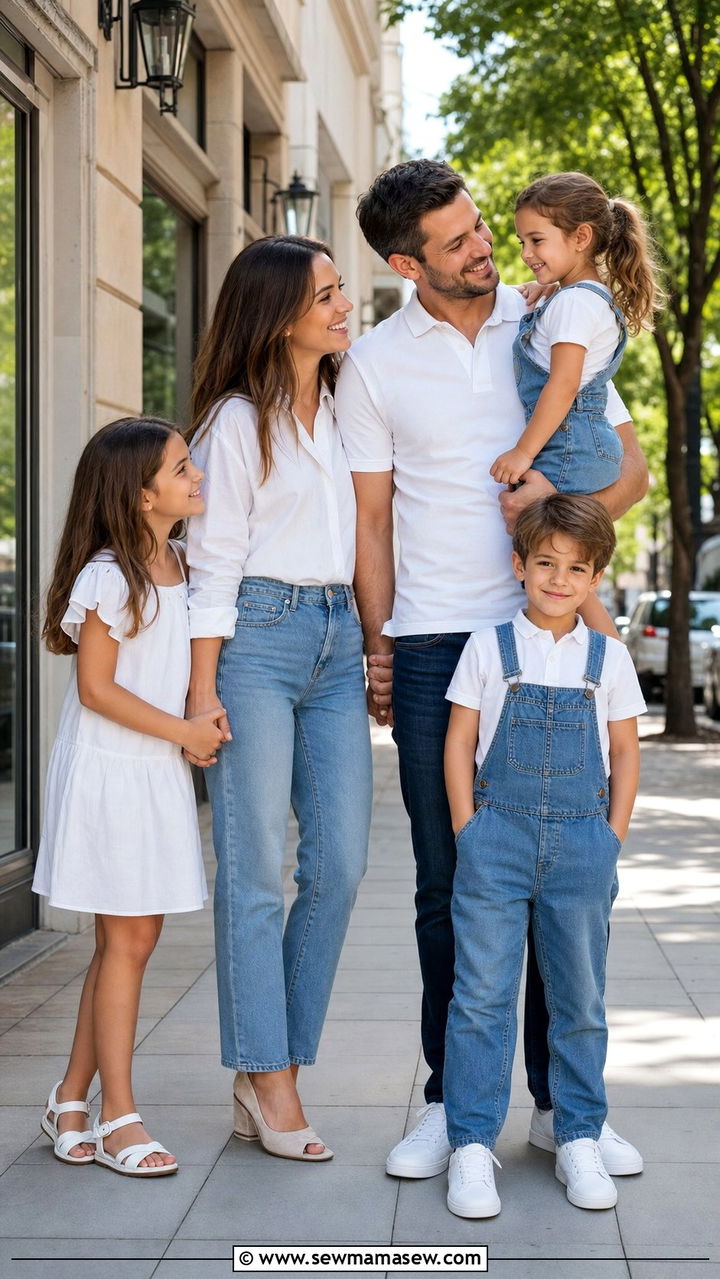 Denim and White Family Photo Outfit - 25 family photo outfits aesthetic