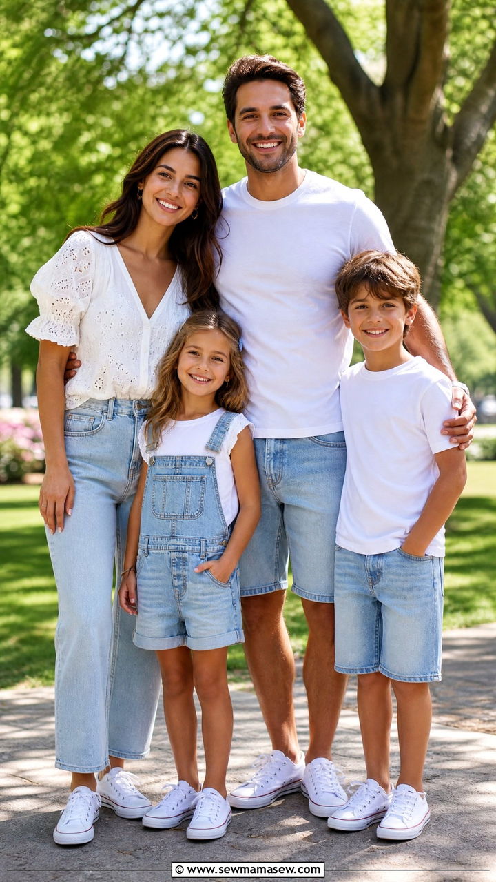 Denim and White Matching Family Outfits - 30 Matching summer family outfits