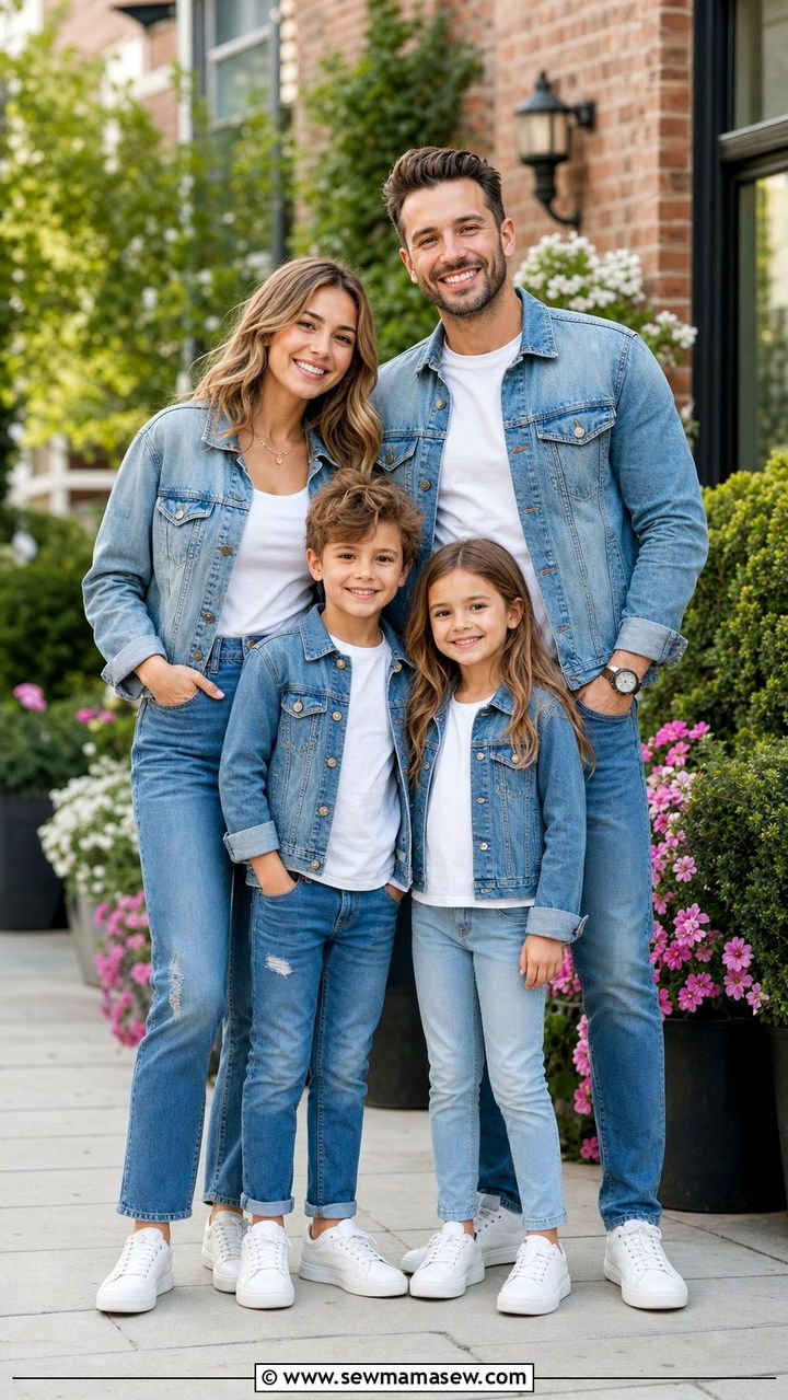 Denim and White Top Family Photo Outfit - 25 family photo outfits inspo