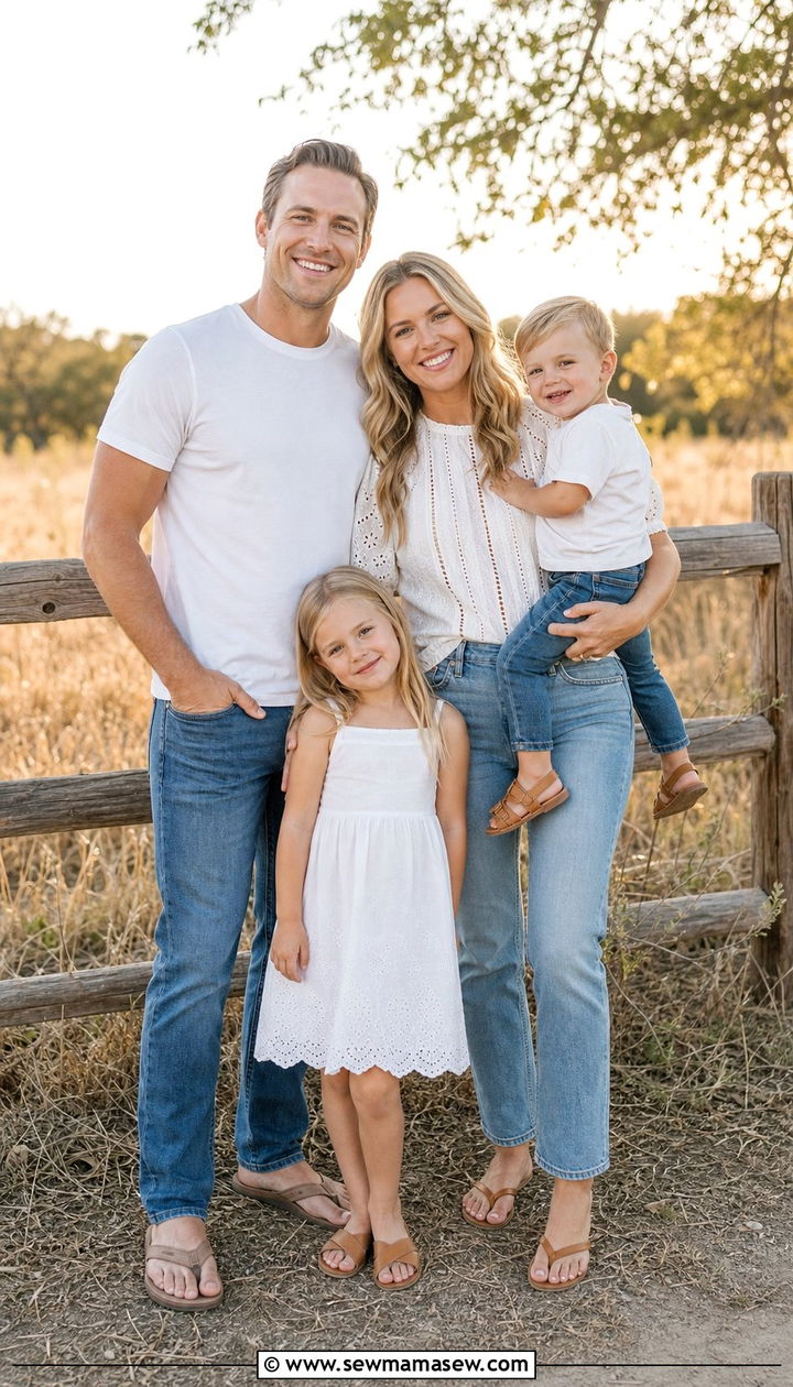 Denim and White Top Family Photo Outfits - 25 family photo outfits Pinterest