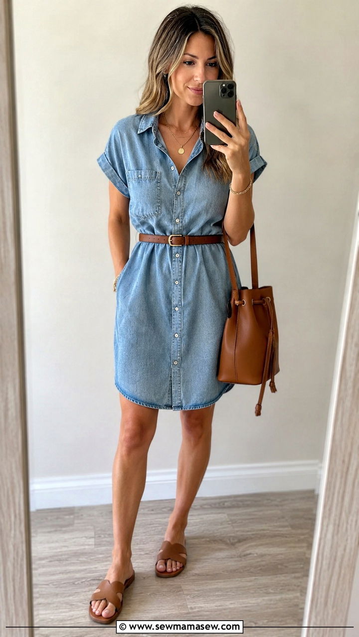 Denim jacket and floral skirt for family picnic - 30 Spring outfits for family reunion