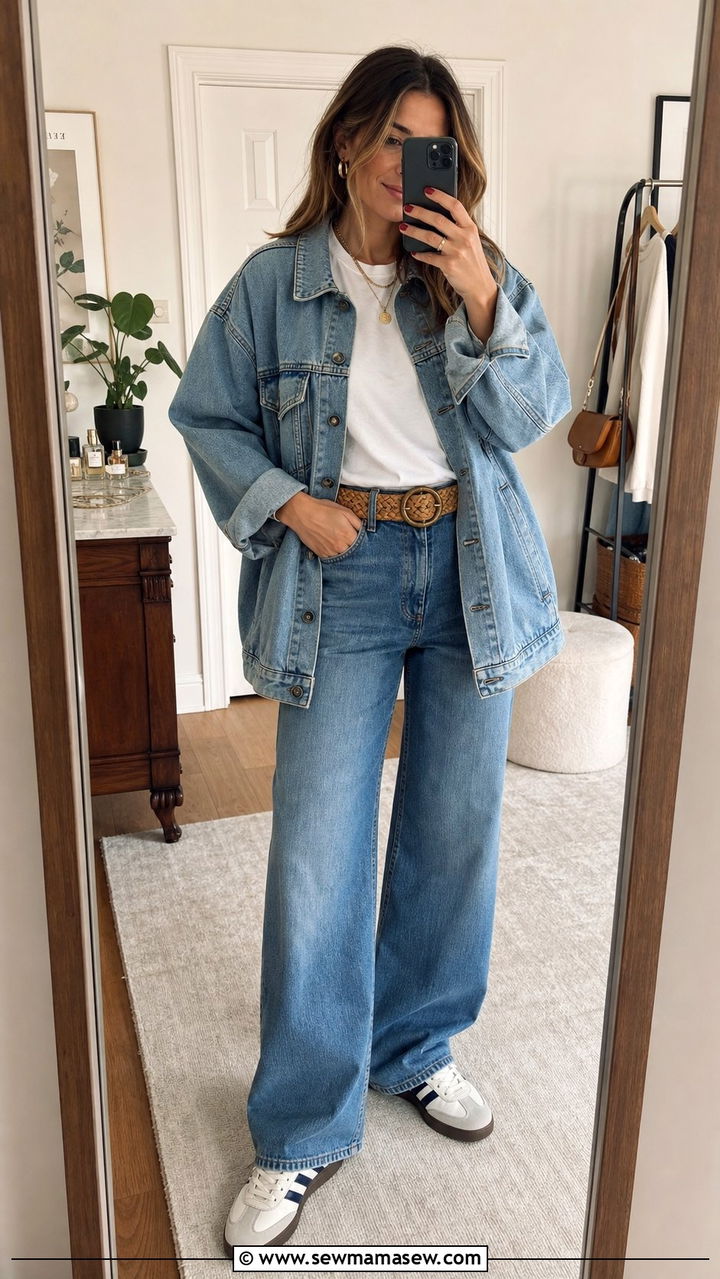 Denim jacket and jeans spring look - 25 Cute spring outfit ideas 2026