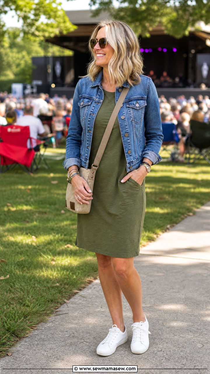 Denim jacket over dress concert over 50 - 25 What to wear to a concert over 50