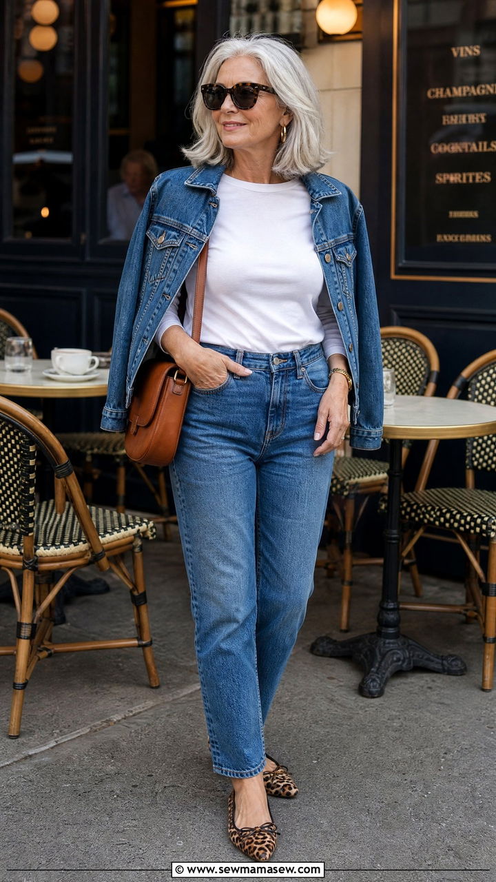 Denim jacket thrown over the shoulders with jeans - 25 How to style a denim jacket over 60