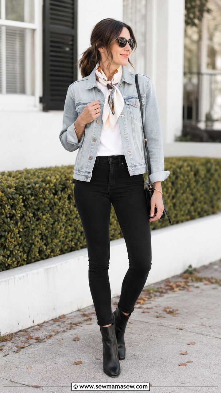 Denim jacket with ankle boots - 30 Spring outfits with ankle boots