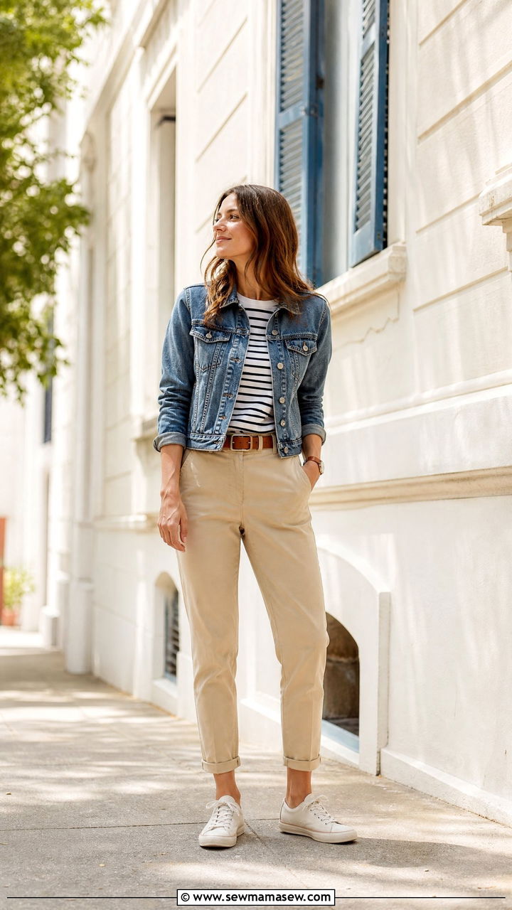 Denim jacket with chinos outfit - 35 How to style a denim jacket in spring