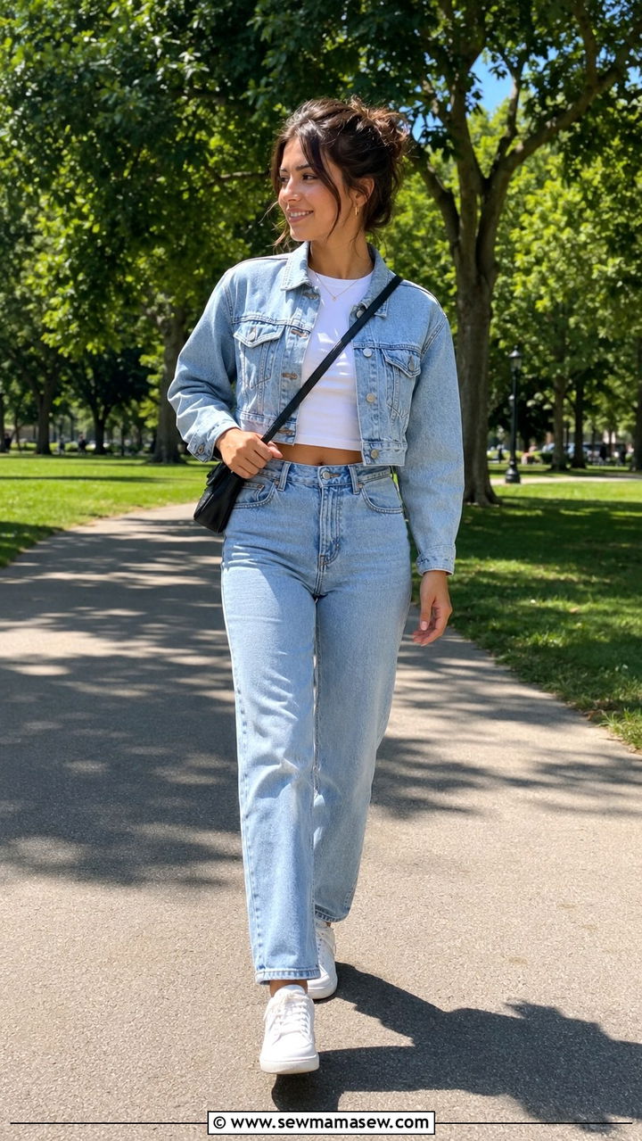 Denim jacket with matching jeans petite - 30 Petite outfit ideas to balance proportions