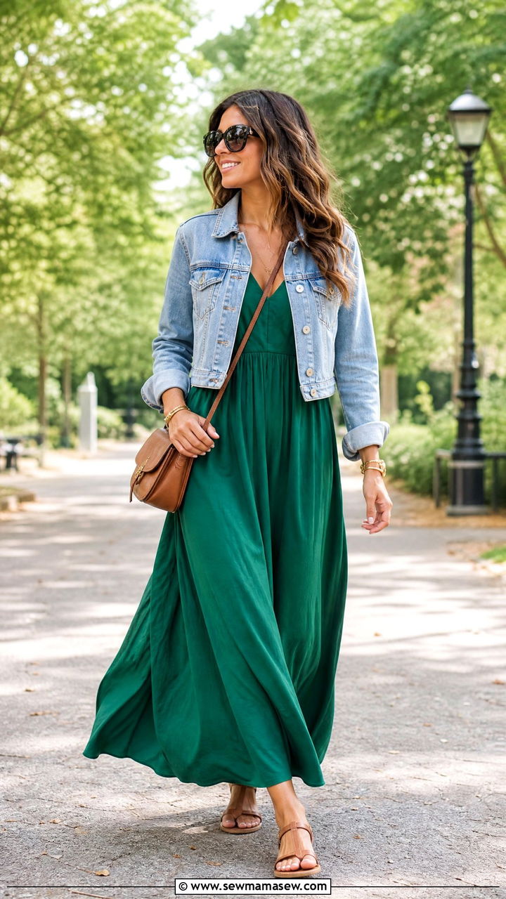Denim jacket with maxi dress outfit - 35 How to style a denim jacket in spring