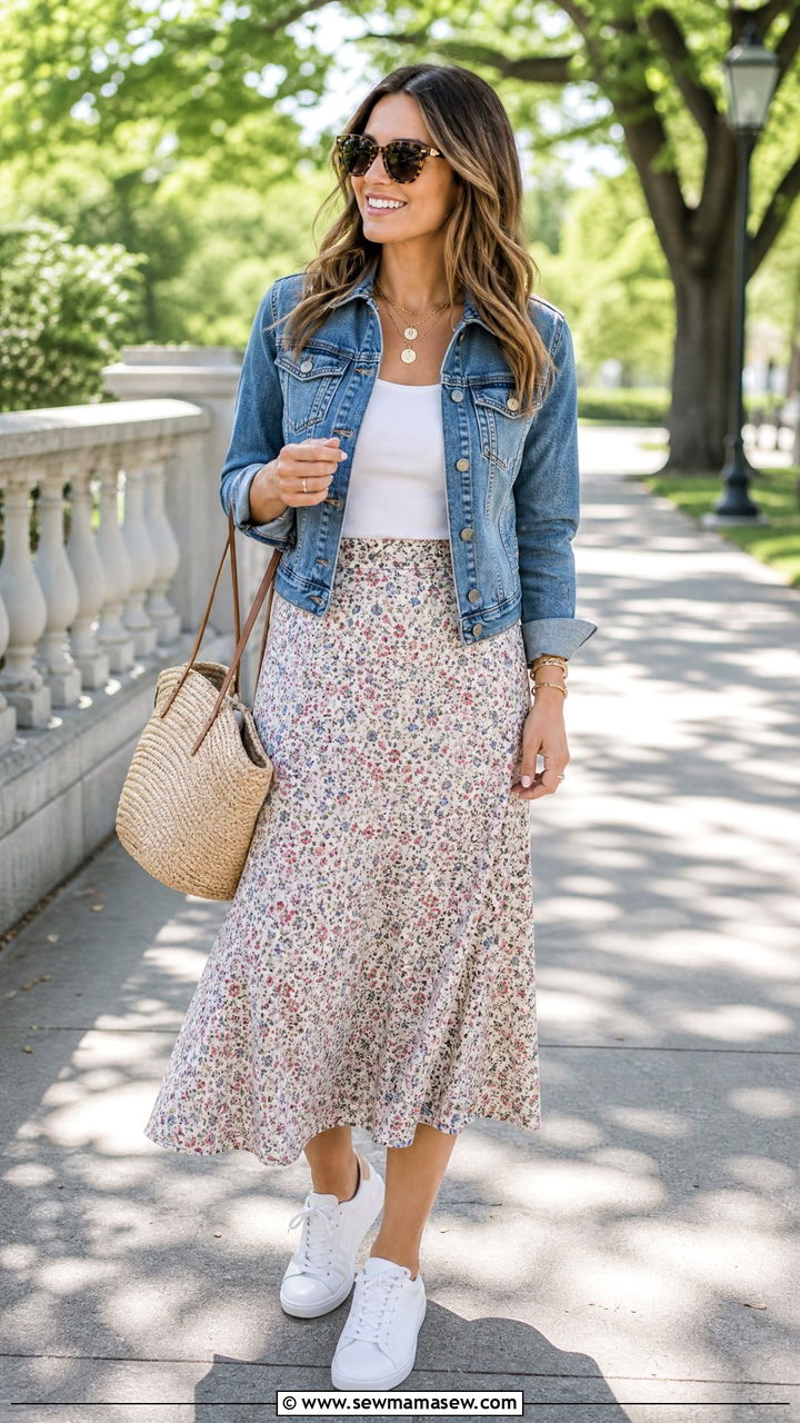 Denim jacket with midi skirt - 25 How to style a midi skirt over 40