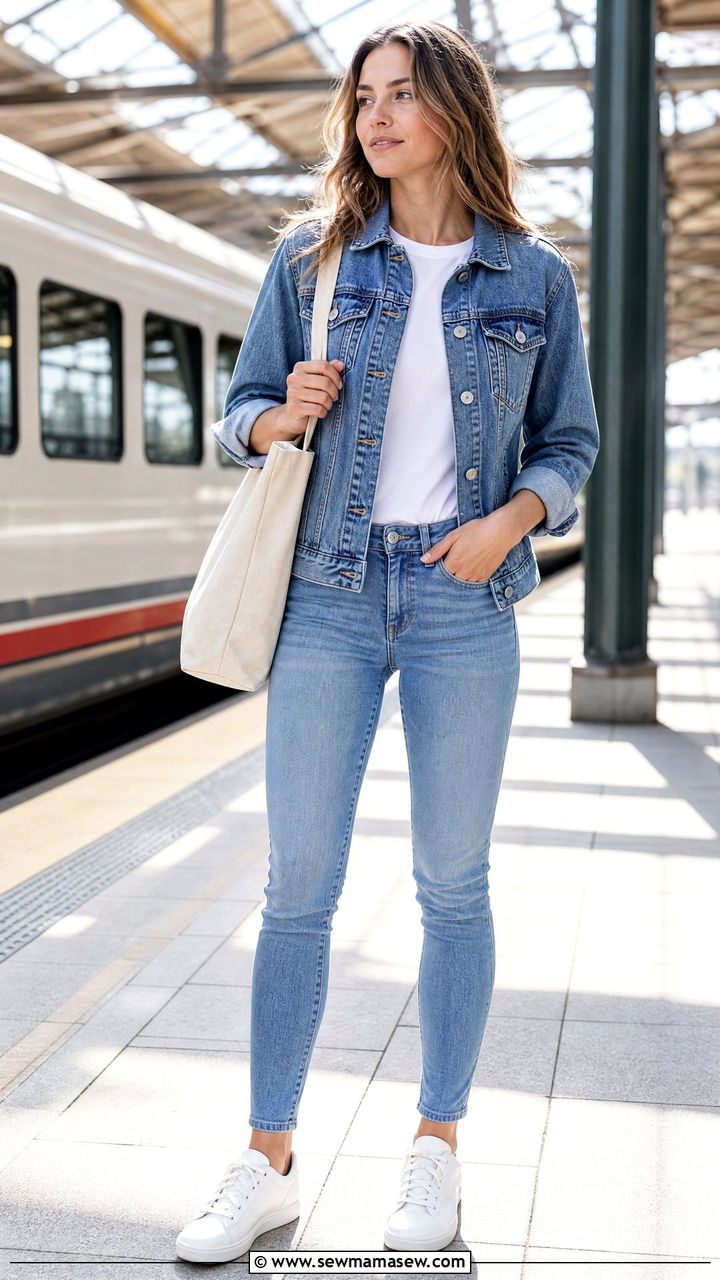 Denim jacket with skinny jeans double denim look - 25 How to style skinny jeans for travel