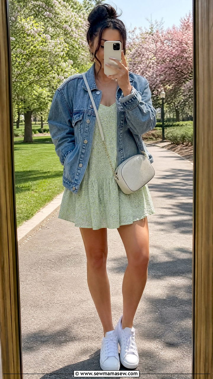 Denim jacket with sundress park outfit - 25 Spring park outfits