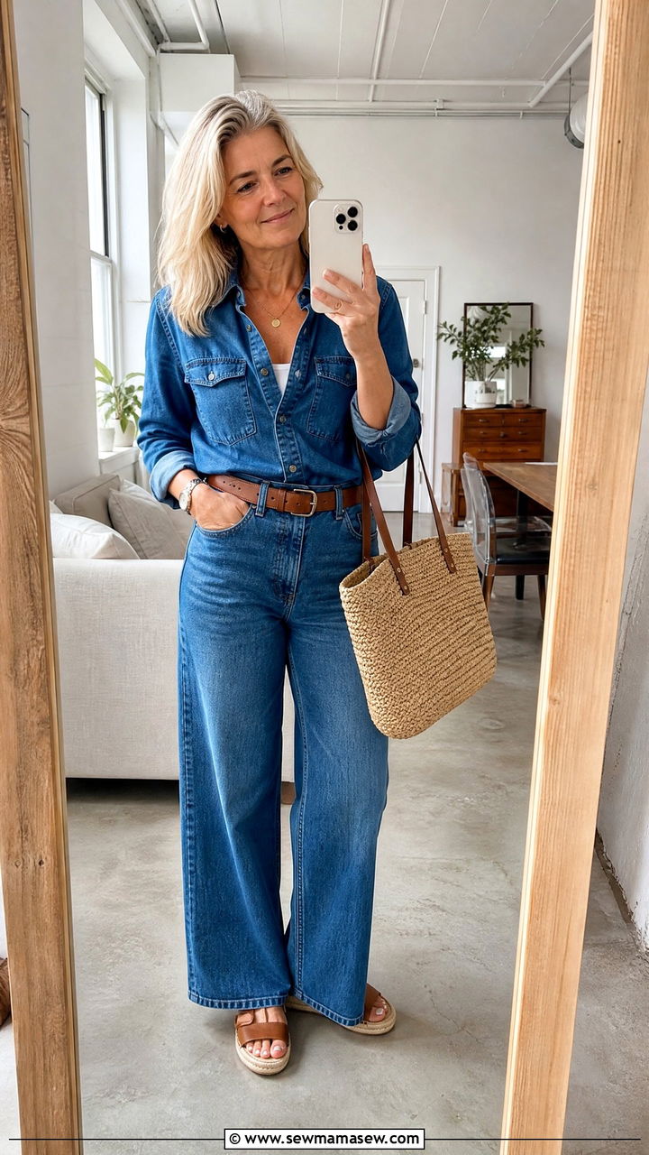 Denim matching set for women over 50 - 30 Matching set outfit ideas for women over 50