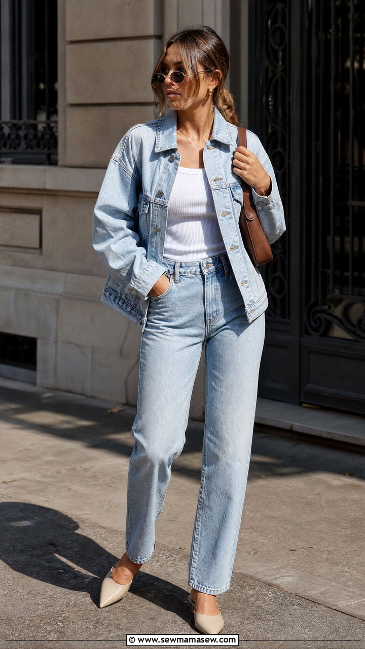 Denim matching set outfit - 25 chic matching set outfit ideas