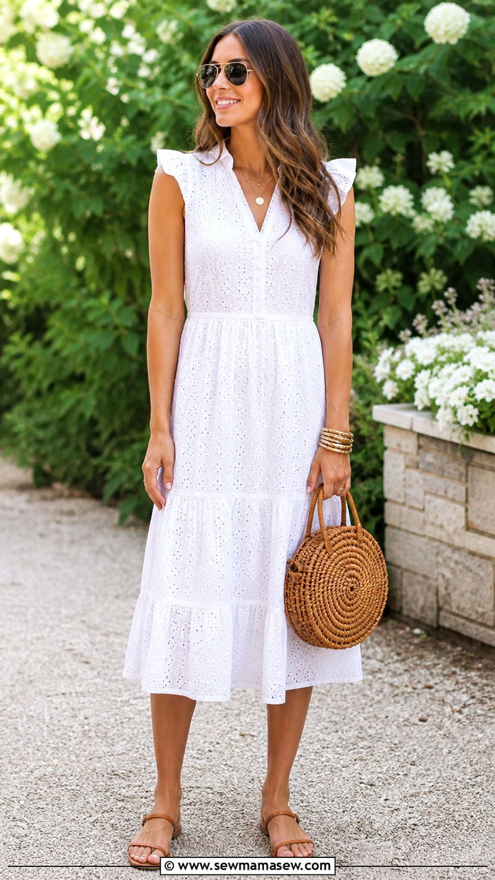 Denim mini skirt with a striped button down and ballet flats - 40 What to wear in summer