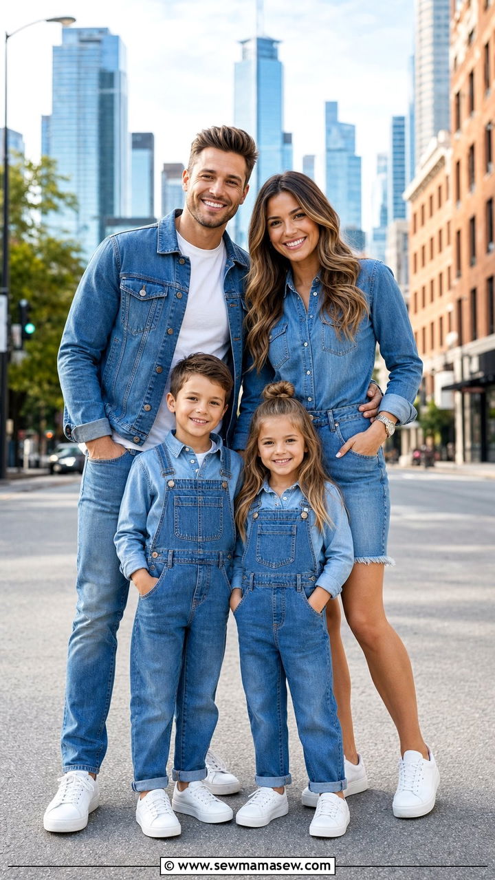 Denim on Denim Casual Family Outfit - 25 cute family photo outfits