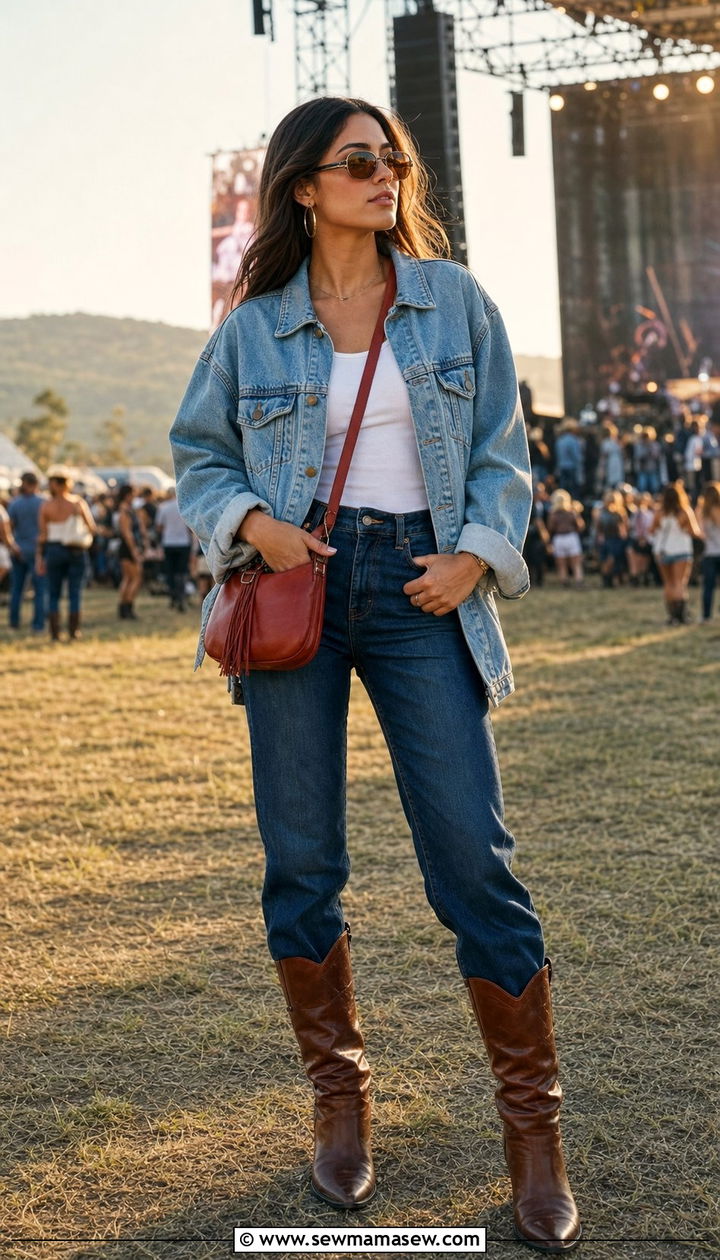 Denim on Denim Concert Outfit - 25 concert outfits Pinterest