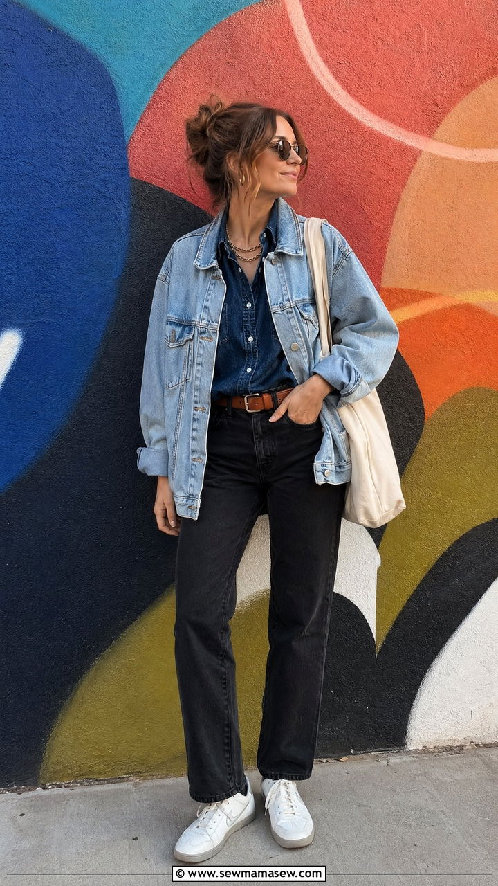 Denim on Denim Downtown Look Outfit - 35 Downtown girl outfit ideas