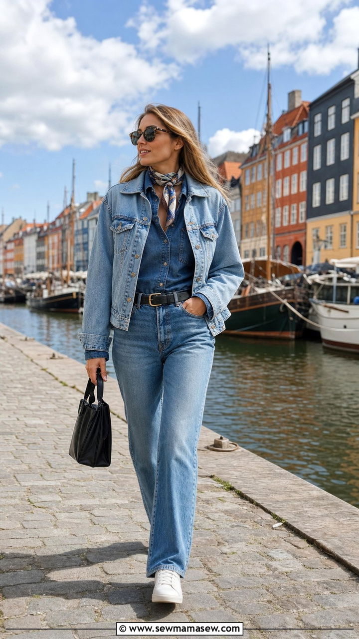Denim on Denim Layered Outfit - 25 Copenhagen outfits inspo