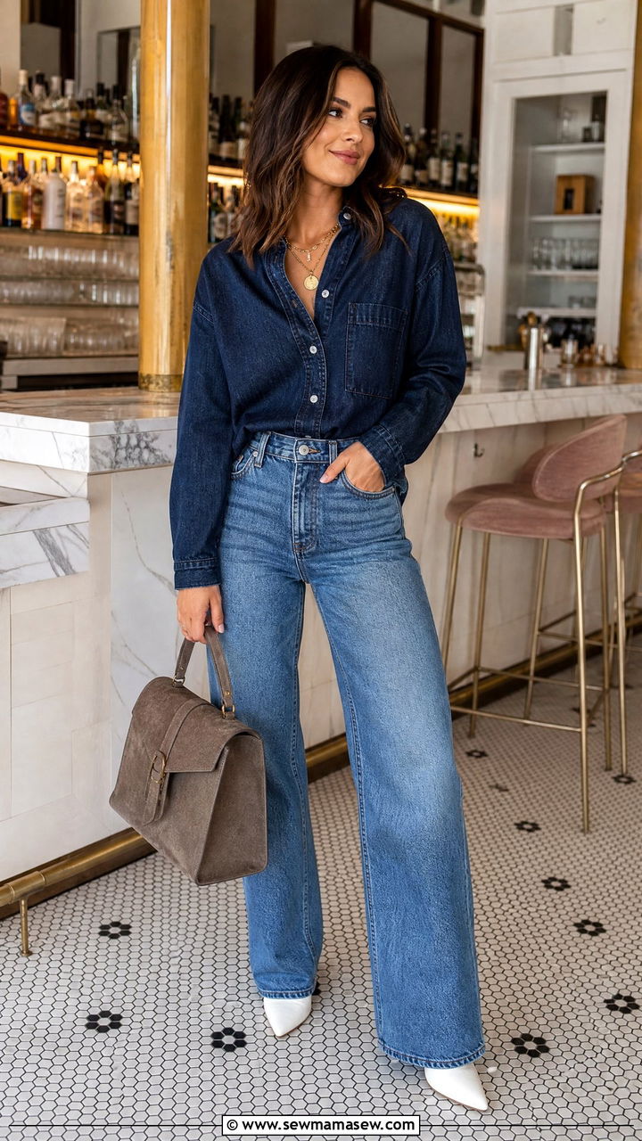 Denim on Denim Outfit - 30 Girls night outfit ideas casual