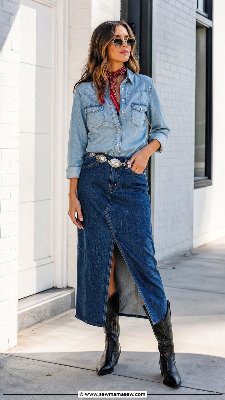 Denim on Denim Western Outfit - 30 summer western outfit ideas