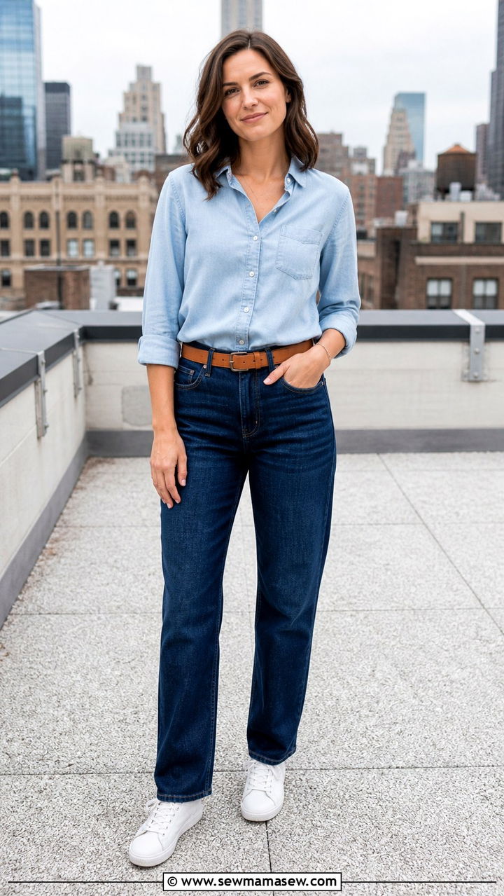Denim on Denim with Contrasting Washes - 40 cute spring outfit ideas