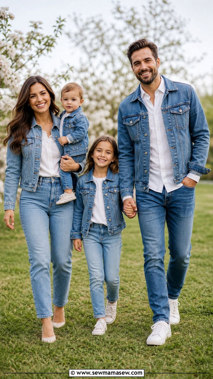 Denim on denim family photo outfit - 25 family photo outfits 2026