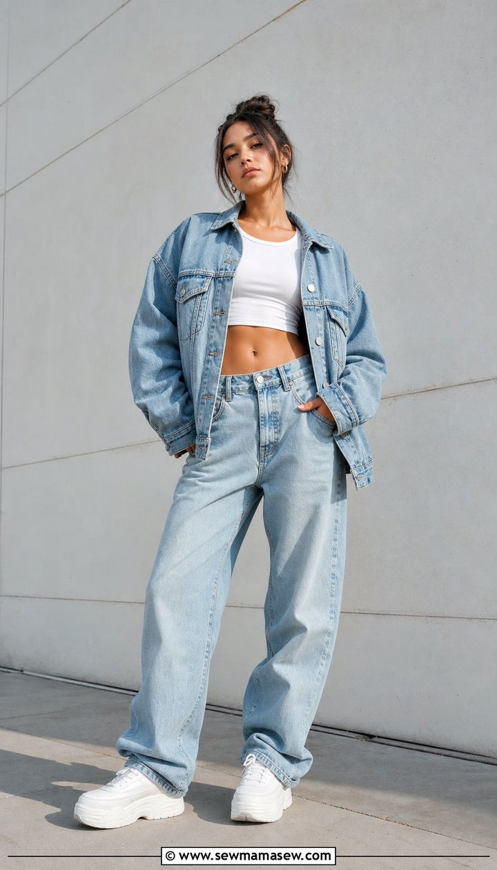 Denim on denim streetwear look - 25 streetwear outfits aesthetic