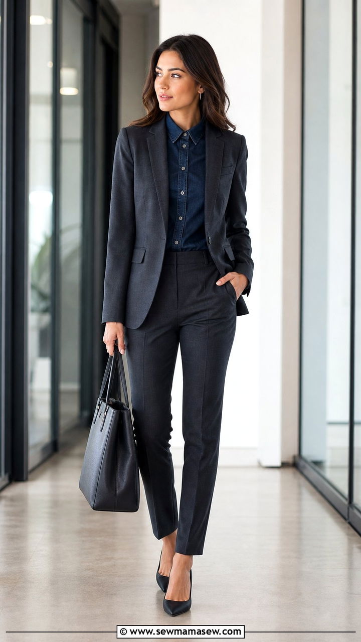 Denim shirt under a tailored blazer - 25 Denim shirt outfit ideas 2026