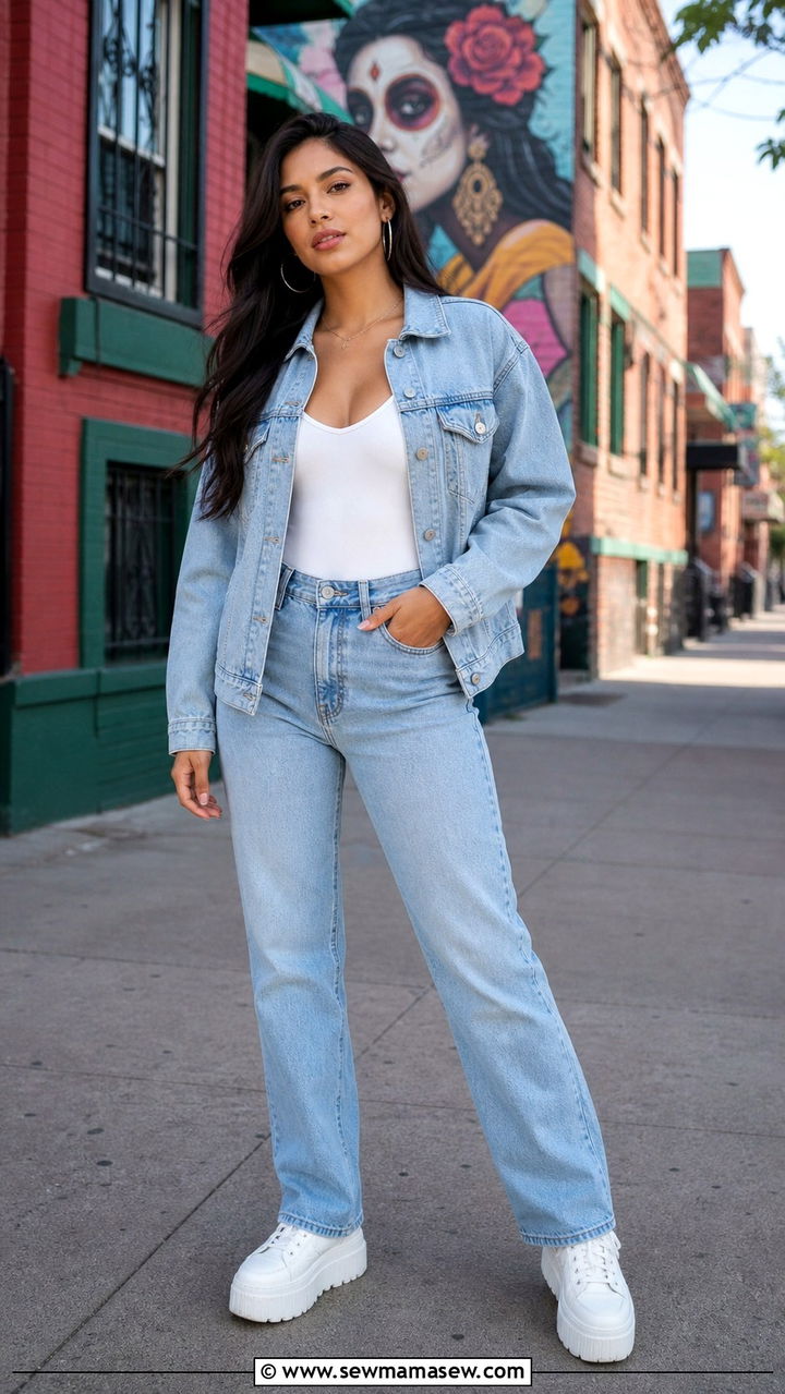 Denim two piece set - 40 What to wear in Chicago