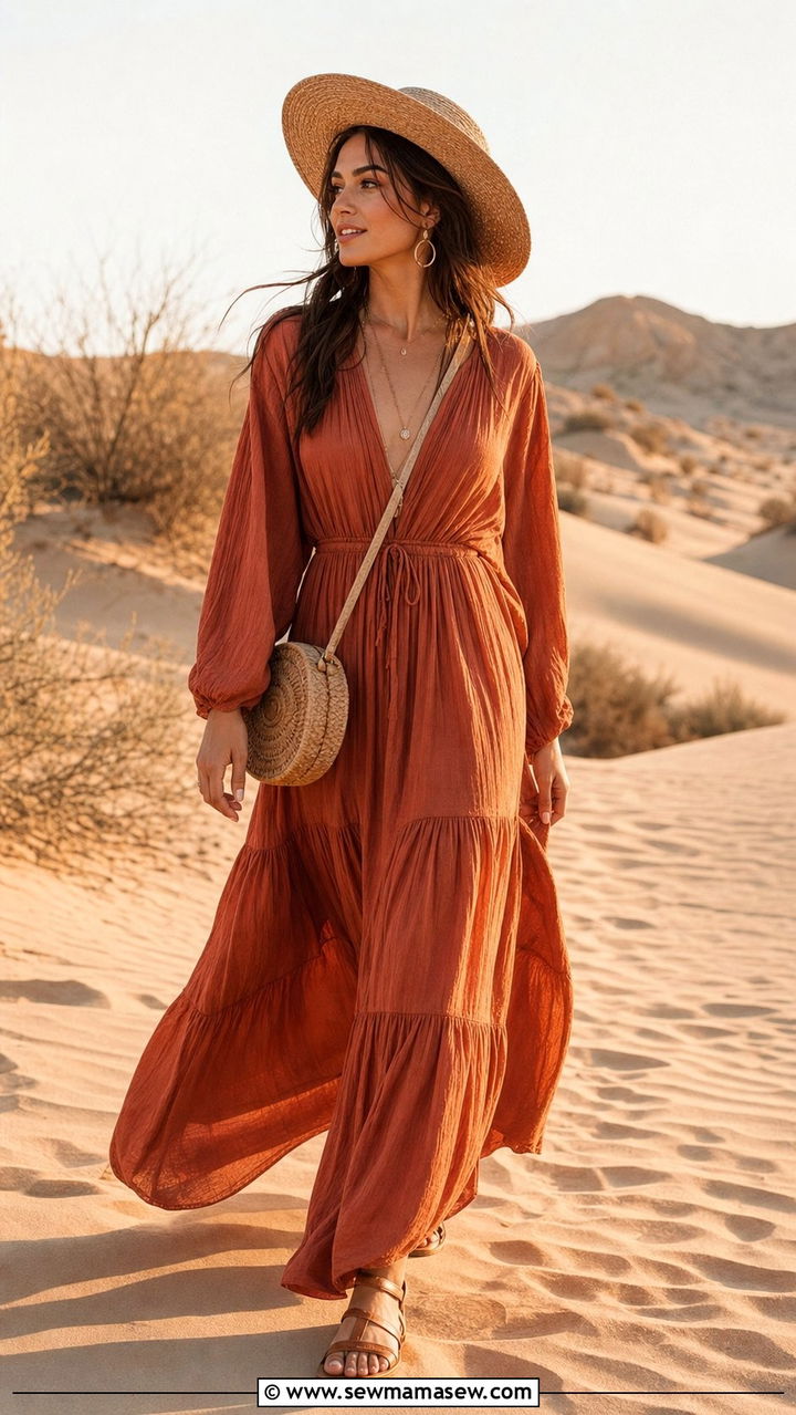 Desert Maxi Dress With Sandals - 25 Spring desert outfits