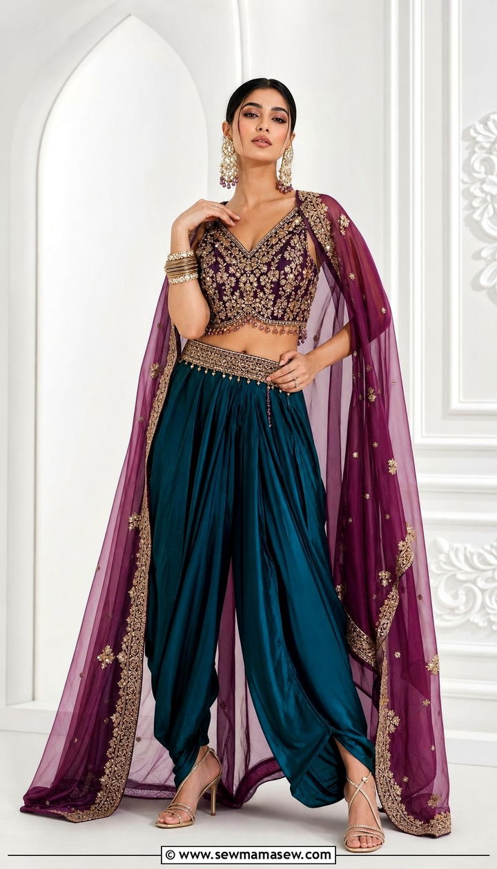 Dhoti Pants With Embroidered Crop Top - 25 Eid outfit ideas Indian