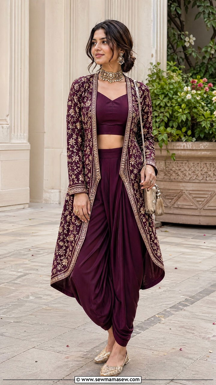 Dhoti Pants With Jacket For Diwali - 35 Diwali outfit ideas for women