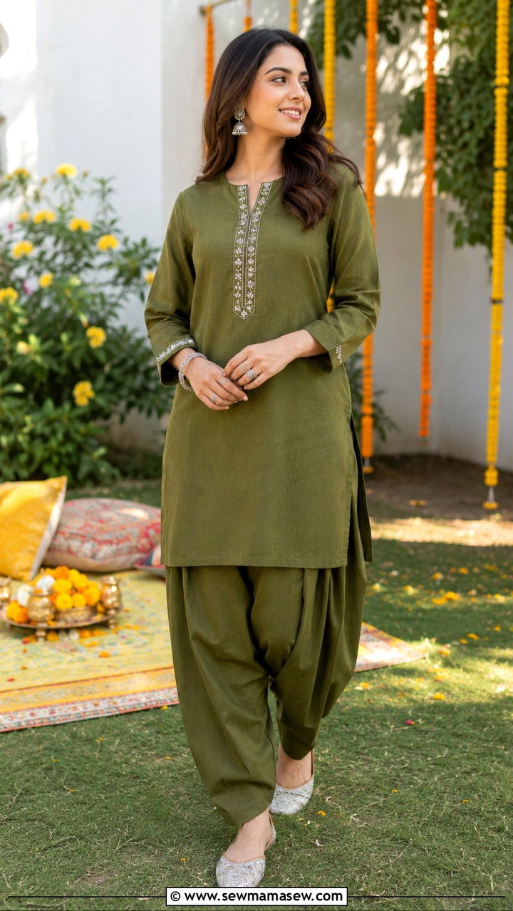 Dhoti Pants with Long Kurta - 20 Modest outfit ideas for Henna night