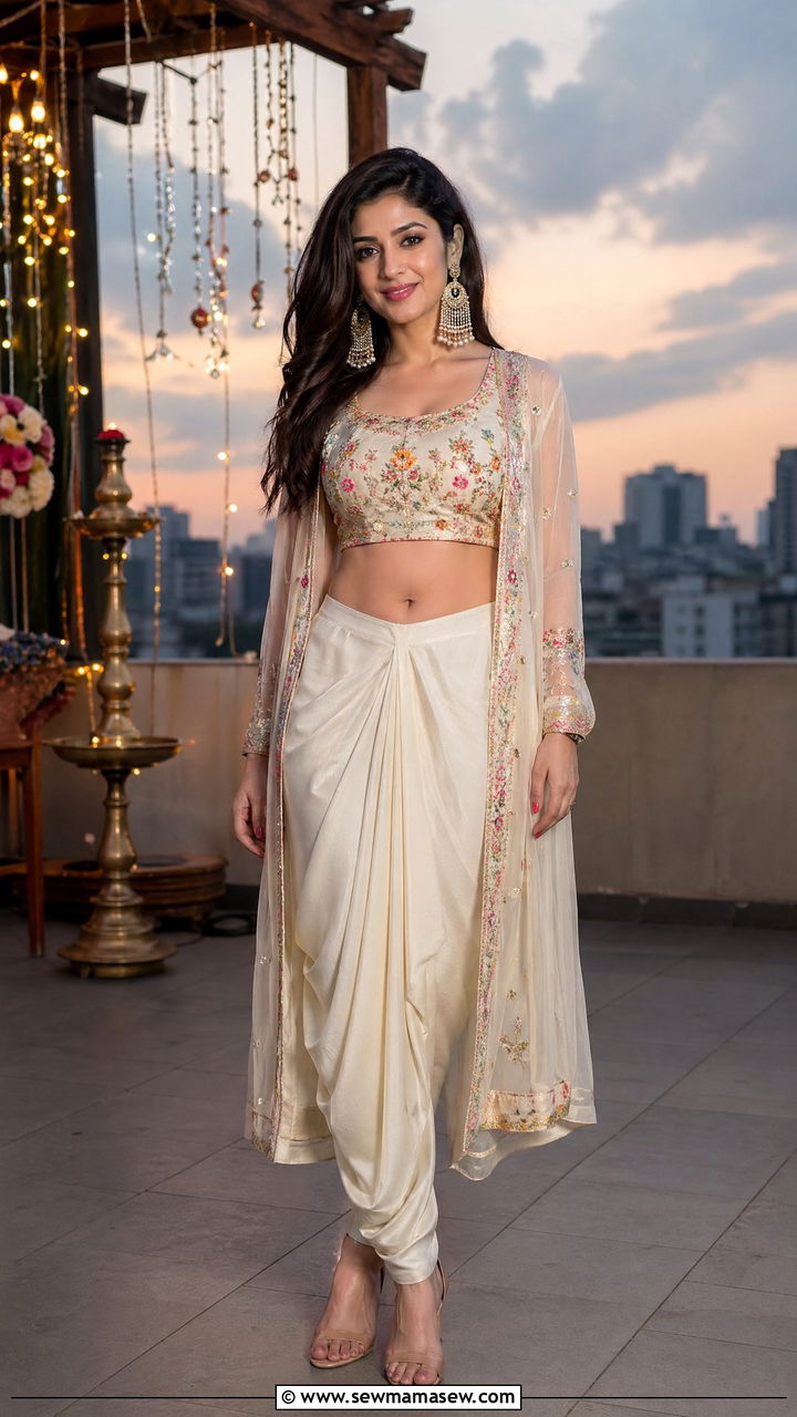 Dhoti Style Pants With Crop Top - 35 Diwali outfit ideas