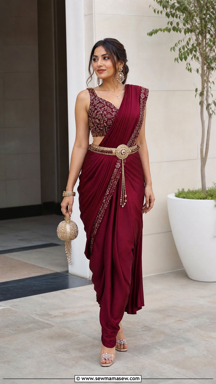 Dhoti Style Saree for Karwa Chauth - 25 Karwa Chauth outfit ideas