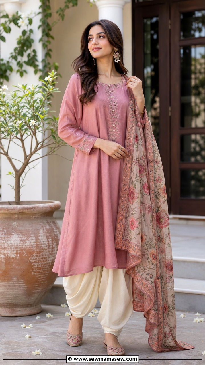 Dhoti pants with long kurta and mojris - 25 Eid al Adha outfit ideas 2026