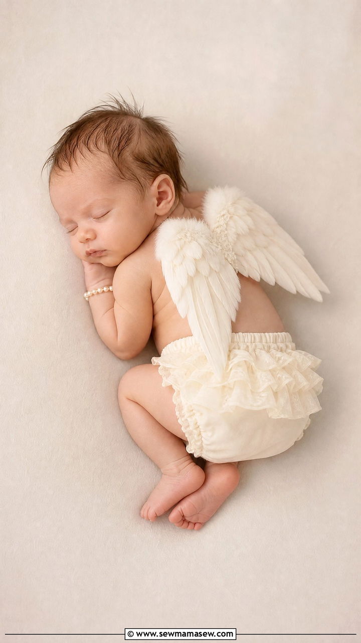 Diaper cover and angel wings newborn outfit - 25 Newborn photoshoot outfit ideas