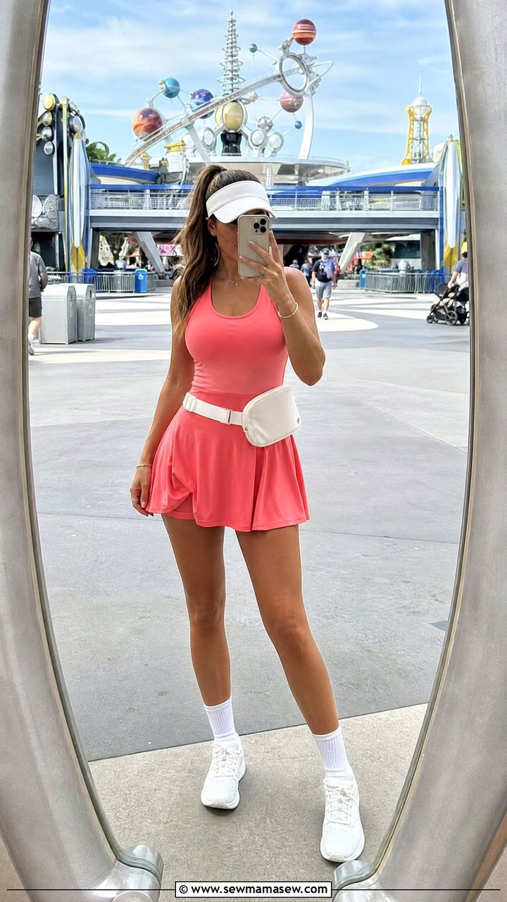 Disney World athletic dress outfit with crew socks - 40 What to wear in Disney World
