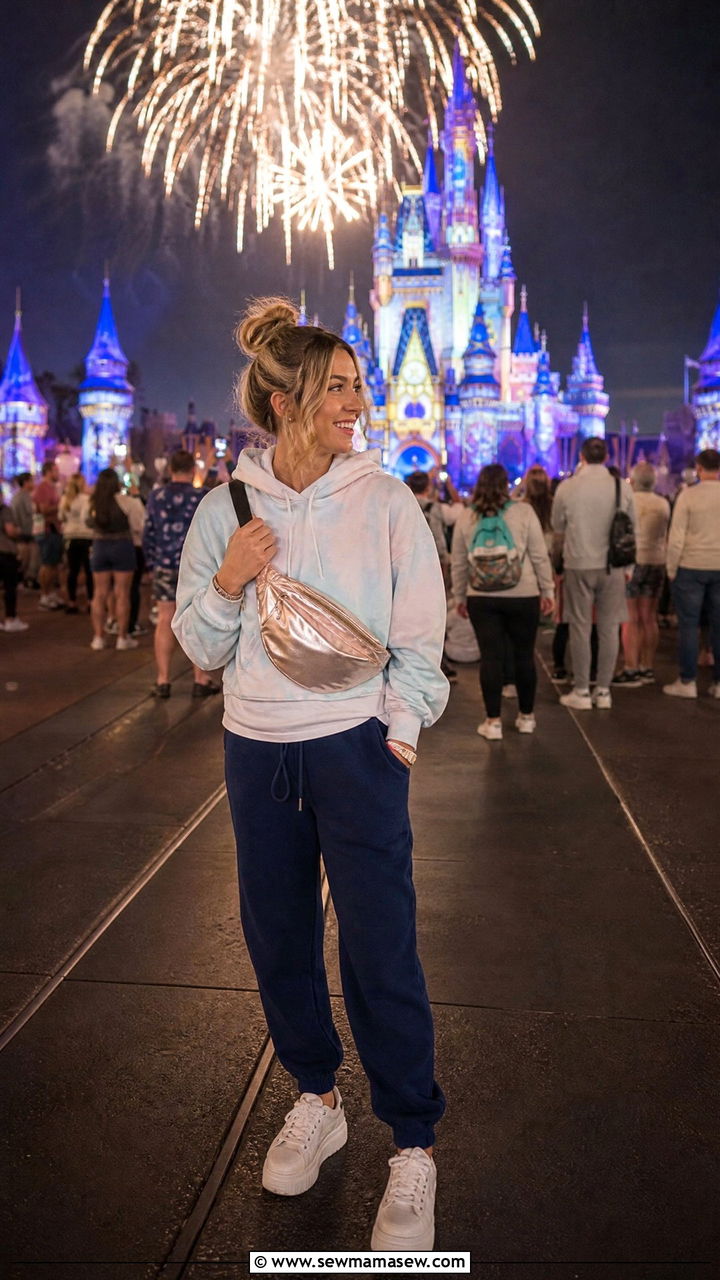 Disney World fireworks outfit with joggers and hoodie - 40 What to wear in Disney World