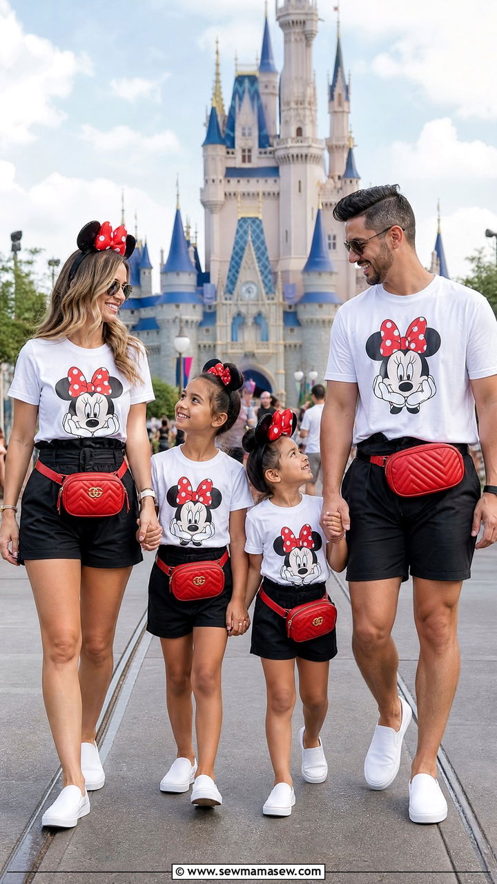 Disney World matching family outfit with Minnie tees - 40 What to wear in Disney World