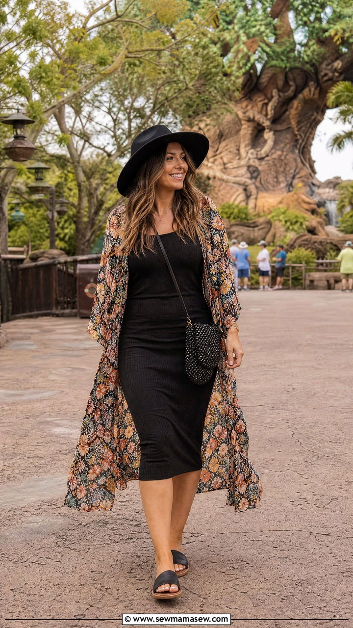 Disney World outfit with duster kimono and tank dress - 40 What to wear in Disney World