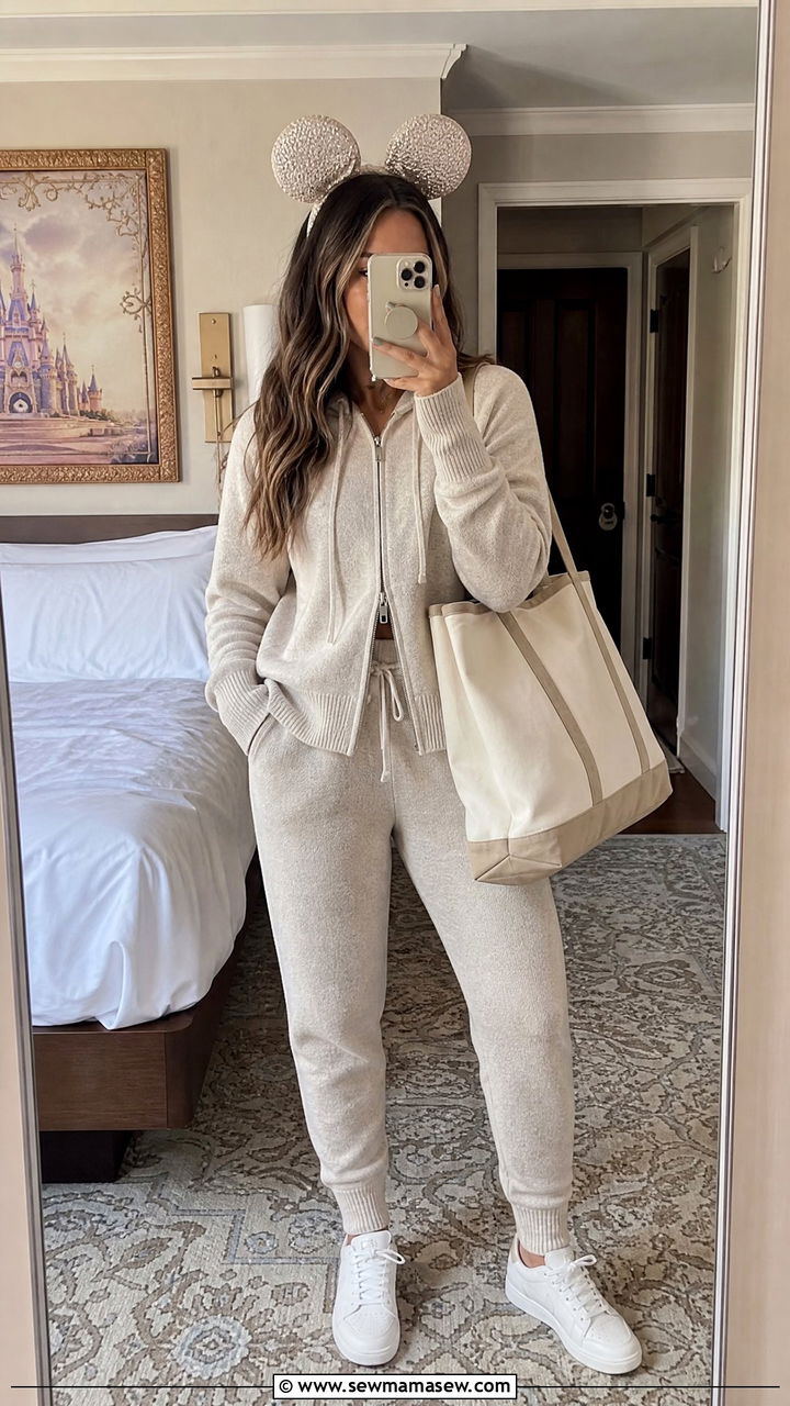 Disney World outfit with joggers and hoodie set - 40 What to wear in Disney World