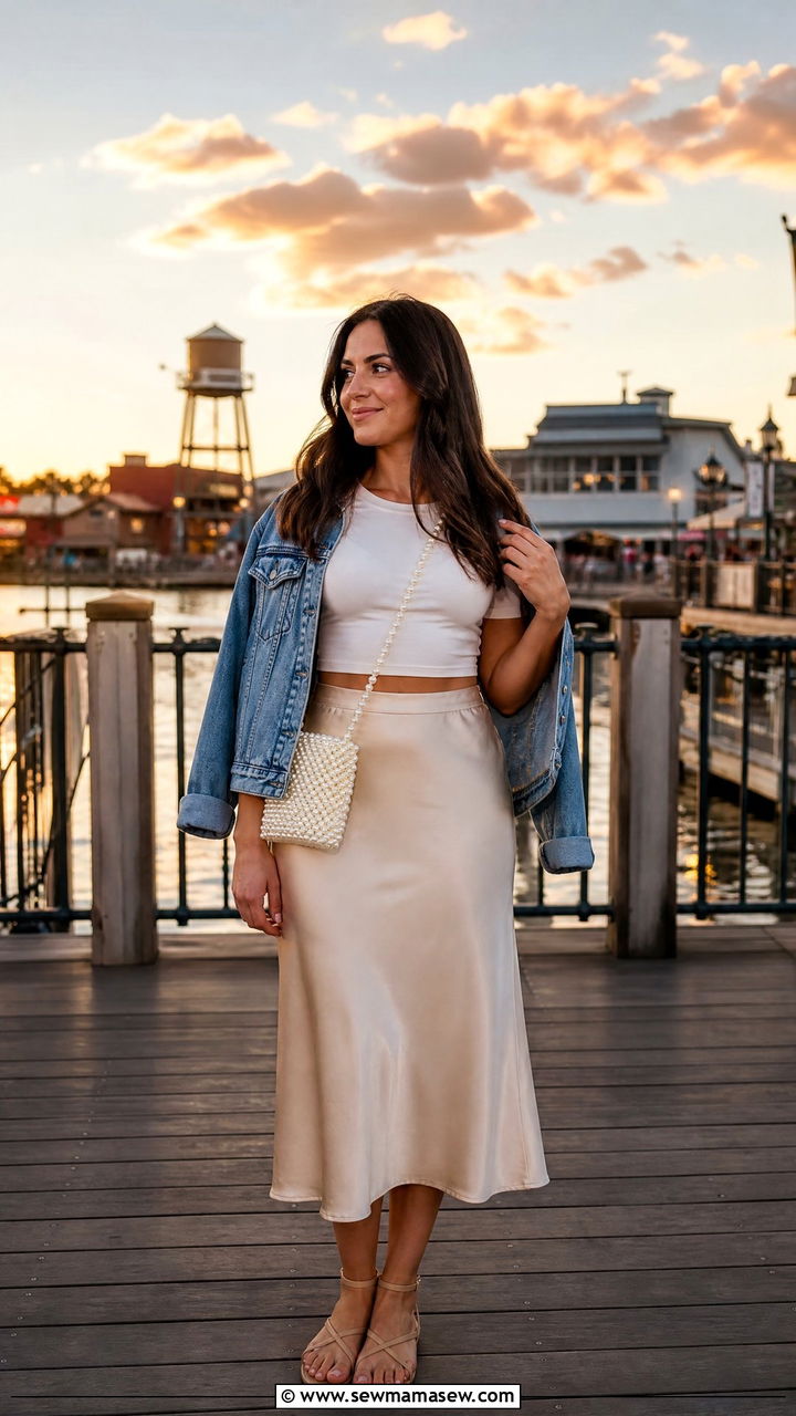 Disney World outfit with midi skirt and crop top - 40 What to wear in Disney World