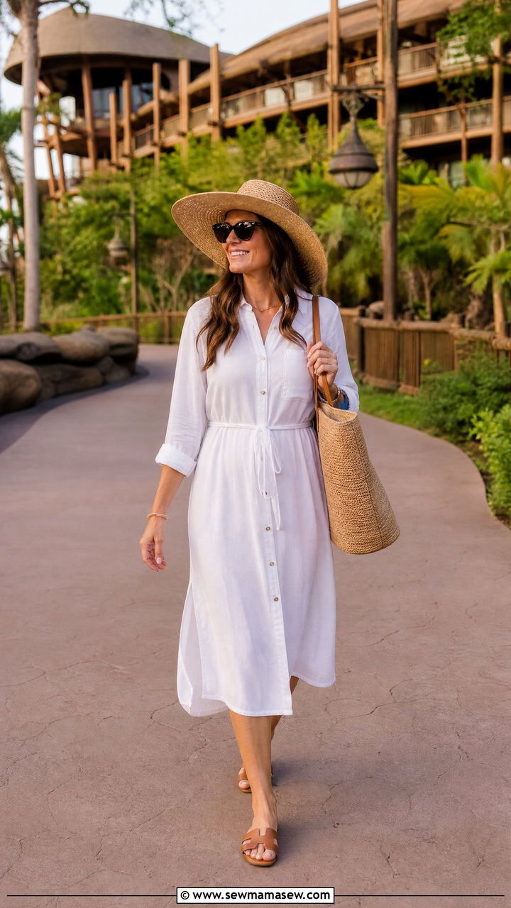 Disney World outfit with sun hat and sunglasses - 40 What to wear in Disney World